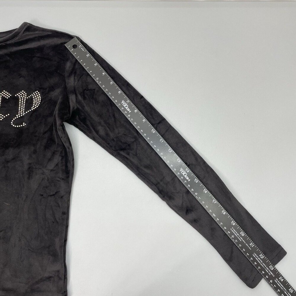Juicy Couture Pajama Top Sleepwear Rhinestone Bling Logo Velour Black Womens S - Picture 9 of 9